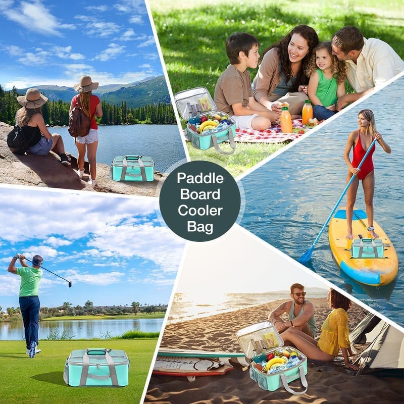 Karltion Paddle Board Cooler Bag, Waterproof Portable Deck Bag with Top Mesh Pocket,Kayak Cooler Bag with Side Pouches for Water Bottles,Inflatable Paddle Board Accessories Coolers for Sup, Kayak - Image 4